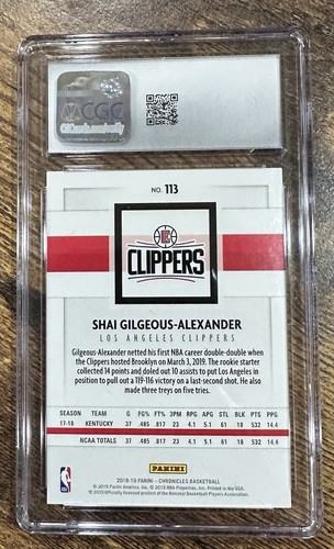 2018-19 Panini Chronicles - Panini Shai Gilgeous-Alexander #113 (RC) CGC 10 - Picture 3 of 4
