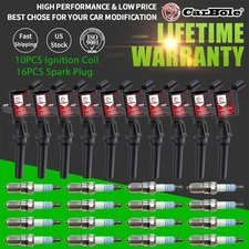 Set of 10 Ignition Coils DG508 and Spark Plug for 00-05 Ford Excursion 6.8L V10