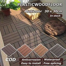 Hardwood Wooden WPC Floor Waterproof Patio Deck Tiles  Landscaping