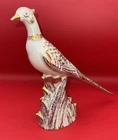 Pair Royal Haeger Ivory And Gold Tweed Pheasant USA MCM