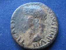 ROMAN COIN UNKNOWN (EMPEROR TIBERIUS?) DIA 26MM, WEIGHT 9.8 GRAMS