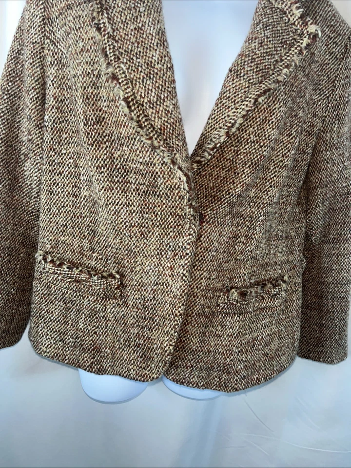 Blazer Kate Hill Lana Tweed Mujer Marrón Talla 18 W Clásico Muescas Oficina’s Foto 2 de 4