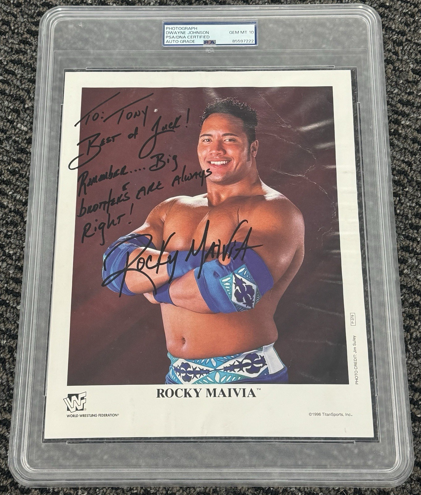 Dwayne Johnson The Rock Signed Autographed 8x10 1996 WWF Promo Photo PSA/DNA