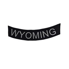 WYOMING Rocker Patch - 11" x 2.25" Large Black & White Biker Vest Jacket DIY