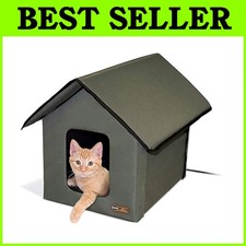 K H Heated Outdoor Cat House - Weatherproof Kitty Shelter