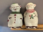 5" SHAWNEE POTTERY CLOVER BUD WINNIE & SMILEY PIG SALT PEPPER SHAKER SET