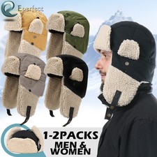 Unisex Winter Trapper Hat w/Ear Flaps Aviator Russian Ushanka Windproof Ski Cap