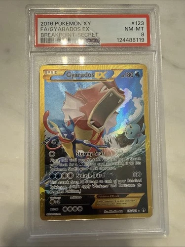 2016 POKEMON XY BREAKPOINT SECRET #123 FULL ART/GYARADOS EX PSA 8