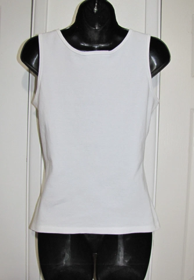 Camiseta sin mangas Christine Alexander blanca de colección jersey de algodón estrás corazón Wm. S/M Foto 4 de 4