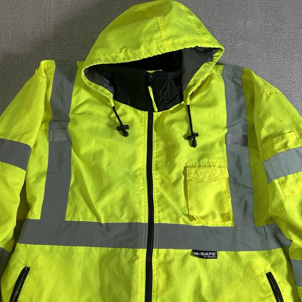 Majestic M-Safe 75-1301 Class 3 High Visibility Jacket Men’s 4X Yellow Workwear - Image 2 of 4