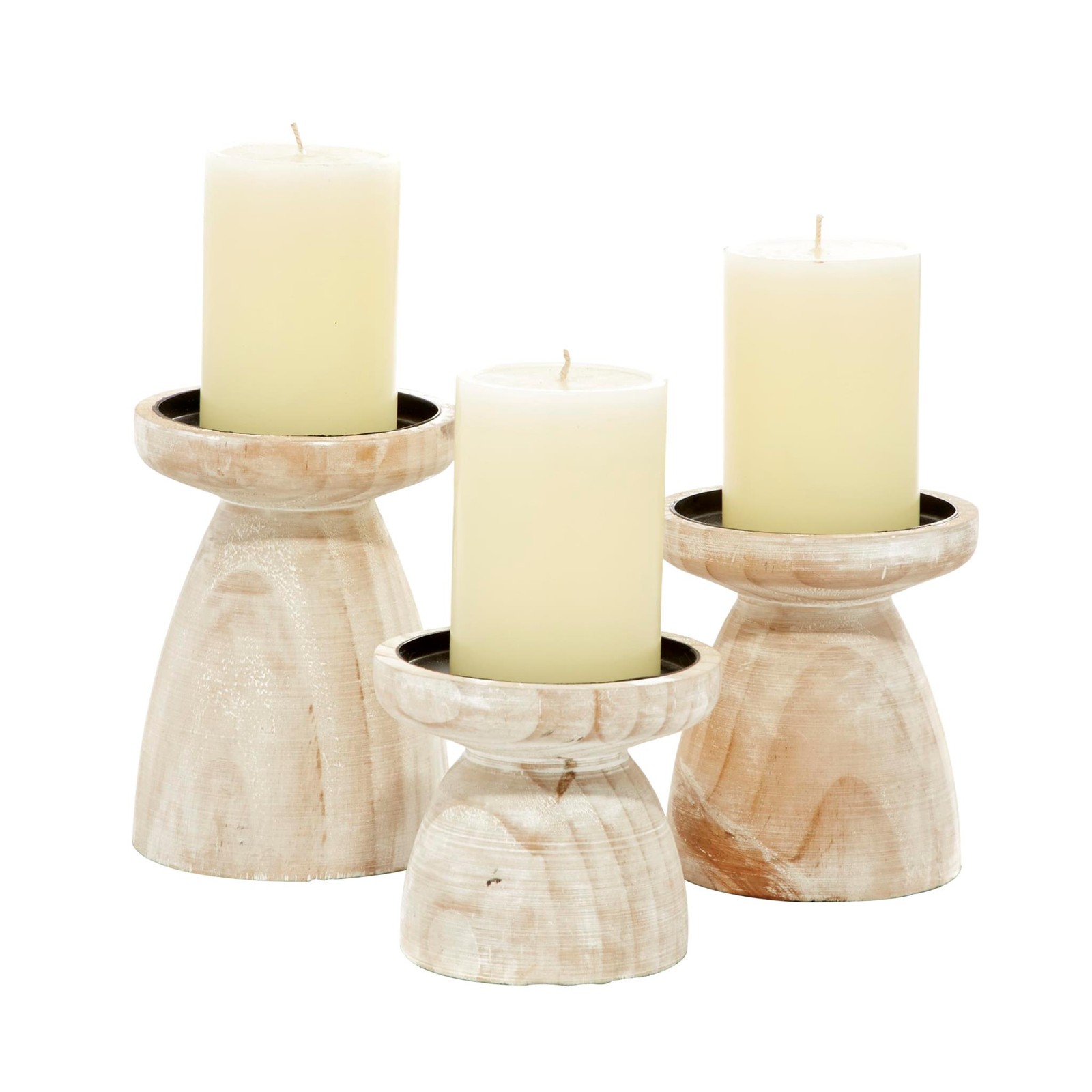 With White Wash Finish, Set Of 3 - 6", 5",