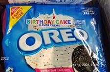 OREO 3 Packs Birthday Cake Creme Sandwich Cookies, Family Size