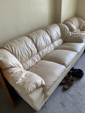 Full 3+2+1 Leather Sofa Suite - Cream/Beige