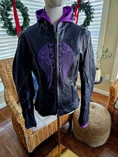 Vance Vintage Leather Motorcycle Jacket Women's M Goth Punk Moto Embroidered 