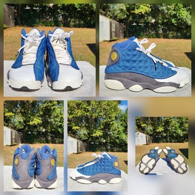 Jordan Air Jordan 13 Retro Flint Blue White Gray High Top Athletic Sneakers
