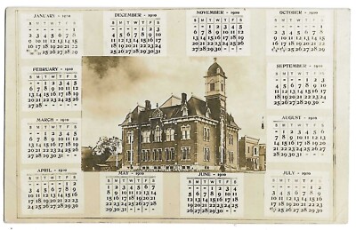 Creston, IA Iowa 1910 RPPC Postcard, Court House with 1910 Calendar