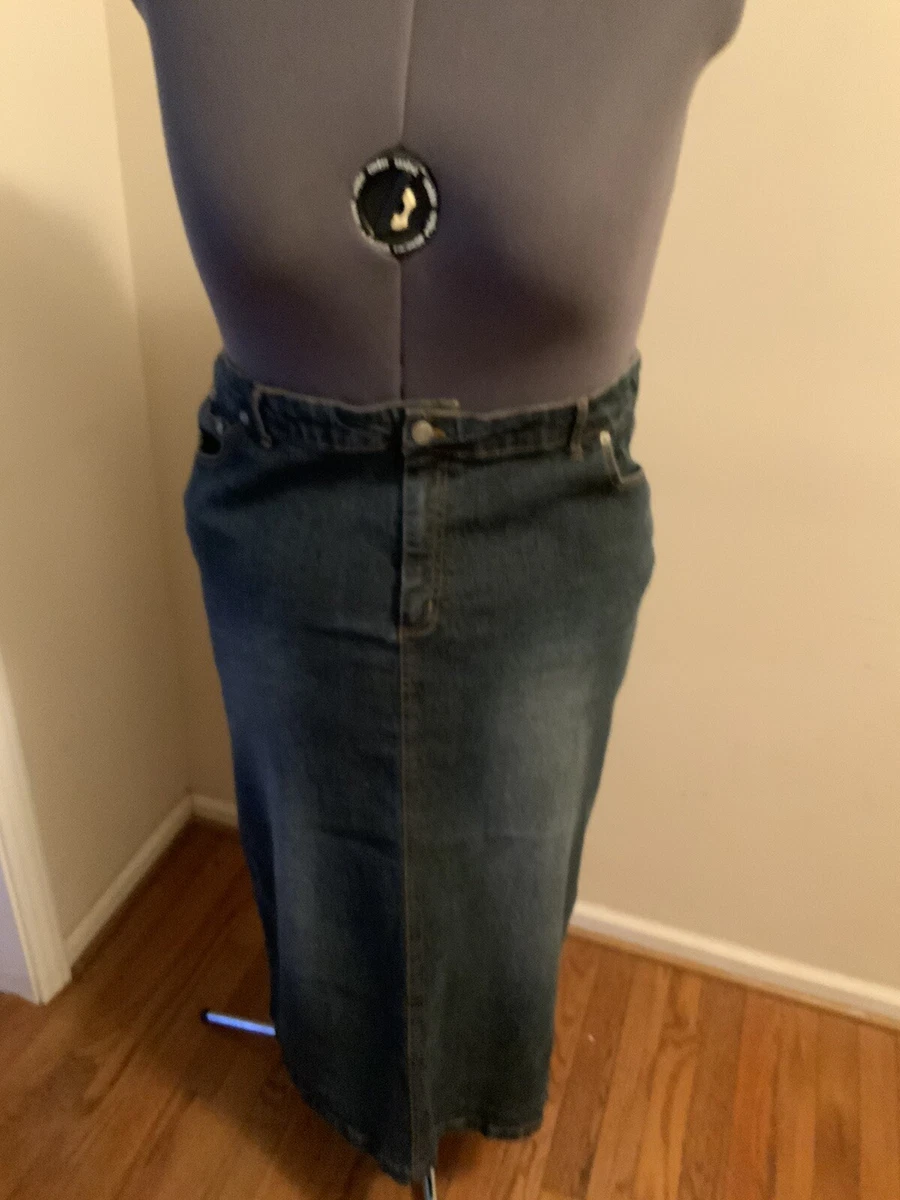 Goddess Trend Plus Size 22 Denim Skirt 5 pocket With Embroidered