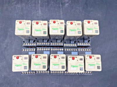 10er SET SCHNEIDER ELECTRIC UNIVERSAL RELAIS 3 CO RUMC3AB2B7 24V + RUZC3 SOCKEL
