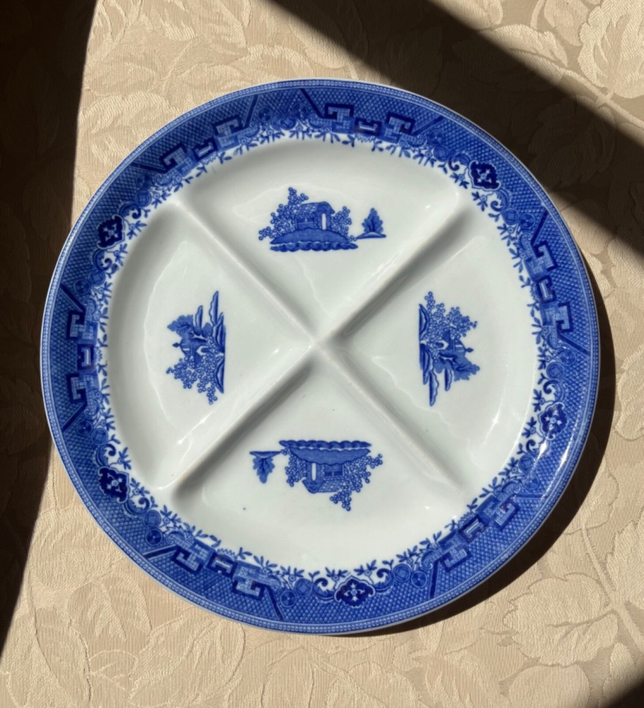 Blue Willow Divided Grill Chop Plate “Denver” 4-Part Restaurant Ware (Choice #2)