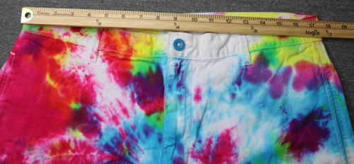 PD&C Bermuda Chino Shorts Men's 34 Muticolor Tie Dye Rainbow Colorful Flat Front - Picture 2 of 15