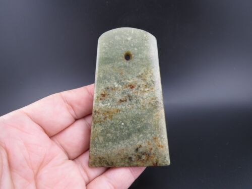 Ancien jade chinois, objets de collection, culture Hongshan, hache en jade hetien, pendentif M(202) - Photo 1/5