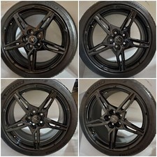 Original Corvette C8 Oem 20 19 Gloss Black Wheels Rims Michelin Tires 2585obo