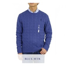  MINOR DEFECT Polo Ralph Lauren Crewneck Cable Sweater - Blue Htr - Size: Small