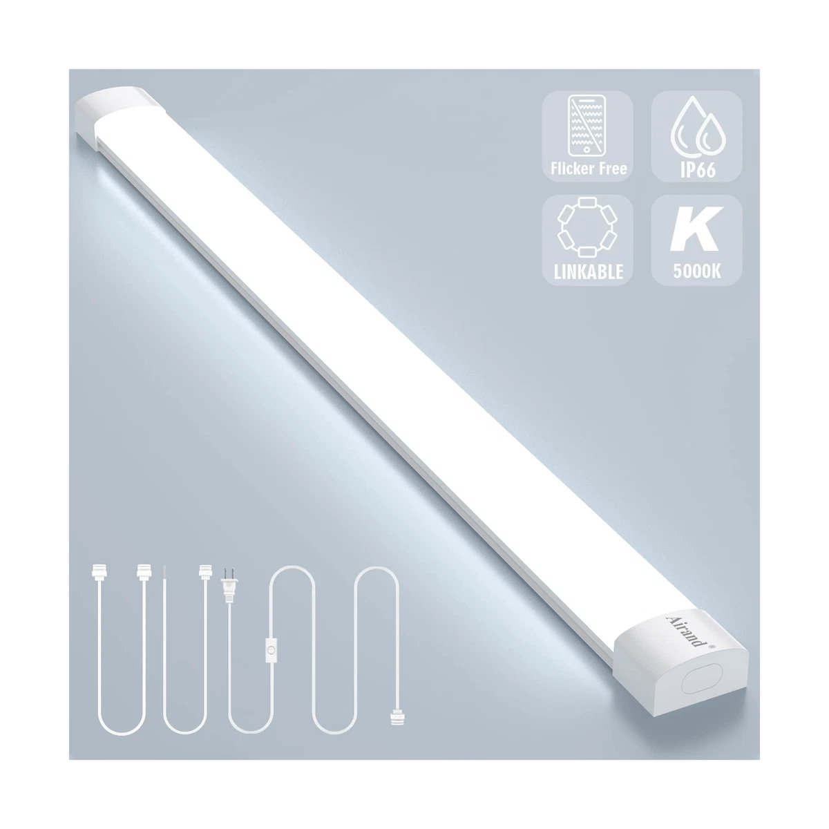 Linkable Led Garage Light 5FT Shop Lighting Fixture with Plug in