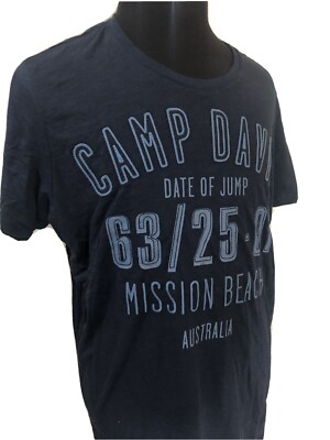 Camp David Shirt Mens Extra Large Tee Blue Short Sleeve Embroidered N67