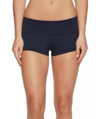 Seafolly High Waisted Roll Top Boyleg Bikini Bottom Swimsuit US Size 2 Indigo