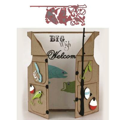 Metal Cutting Dies Fishing Tools Set Hook Fishes DIY Scrapbooking Album Cards 