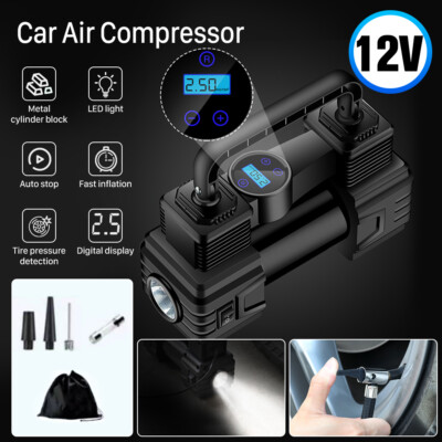 Digital Tire Inflator Heavy Duty Double Cylinders Car Air Compressor Pump 150PSI