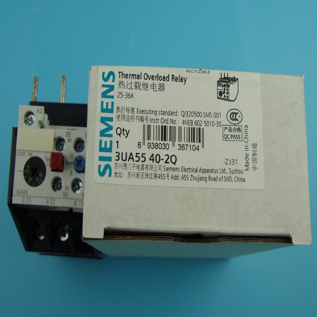 NEW SIEMENS Thermal Overload Relay 3UA5540-2Q 25-36A Fast Delivery