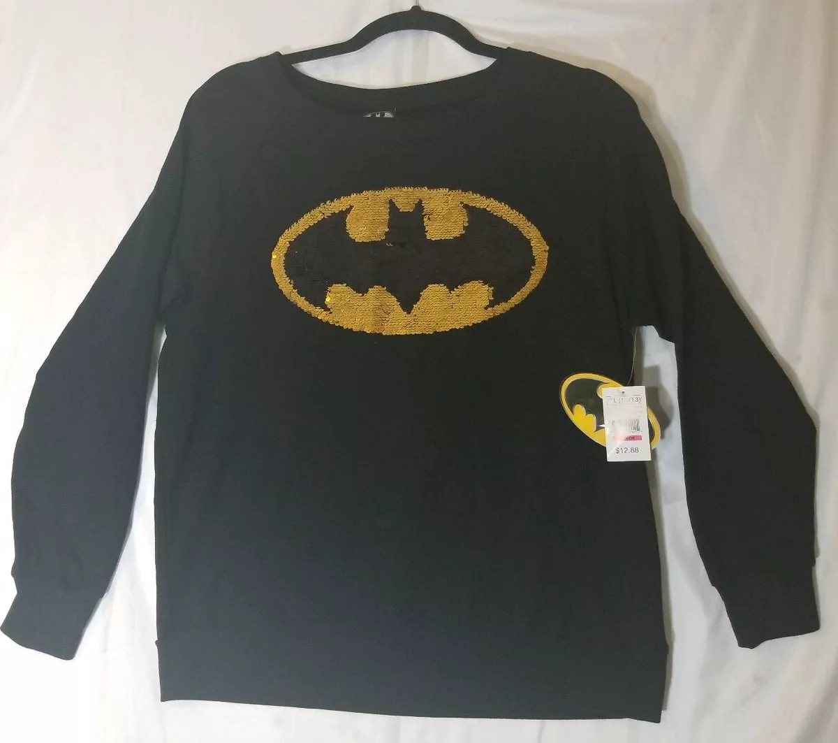 Batman Sparkling Flip Sequin Long Sleeve Shirt Juniors Large 11