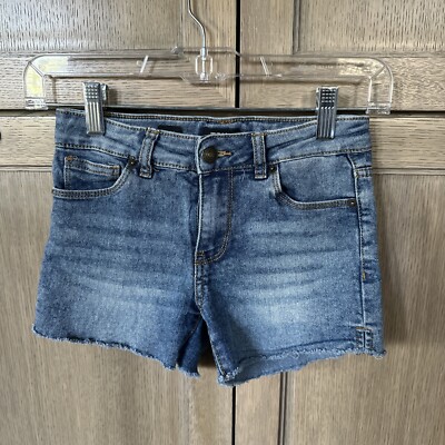 HUDSON KIDS Girls Med Wash Mid Rise Whiskered Stretch Denim Cut-off Shorts Sz 8