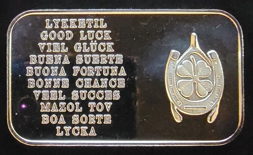 Good Luck World Languages World Wide Mint Bullion-999 Silver 1 Ounce Oz Art Bar