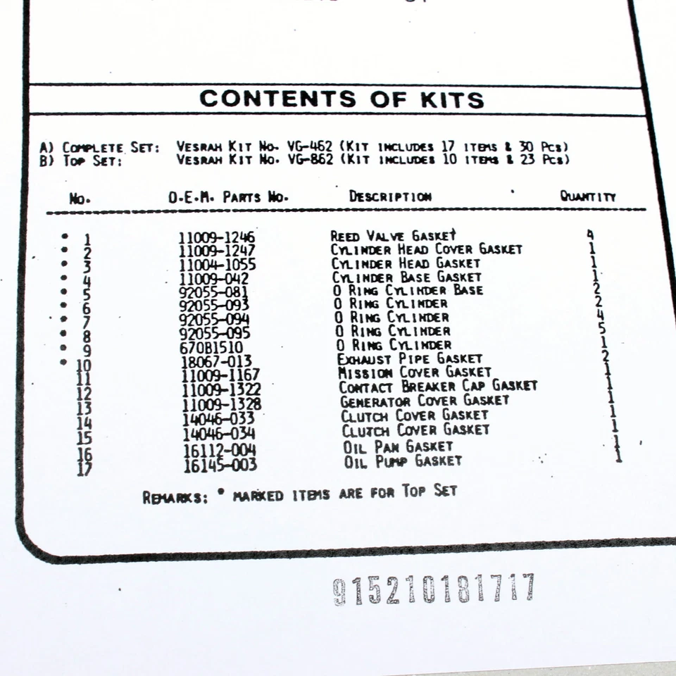 Engine gasket set complete for Kawasaki Z 750 Y Ltd Twin (KZ750Y) 82-83 - Image 3 of 3