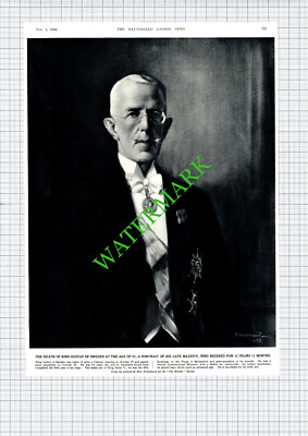 Death of King Gustav Of Sweden  - 1950 Cutting / Print