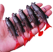 5PCS Soft Swimbait Fishing Lures Jig Head Lures Freshwater Baits Trout Winter
