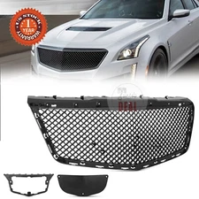 For 2014-2019 Cadillac CTS Sedan B Style Front Bumper Hood Grille ABS Black