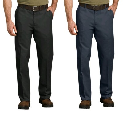 Dickies Men's Work Pants Relaxed Fit Straight Leg Flat Front Dark Navy or Black 