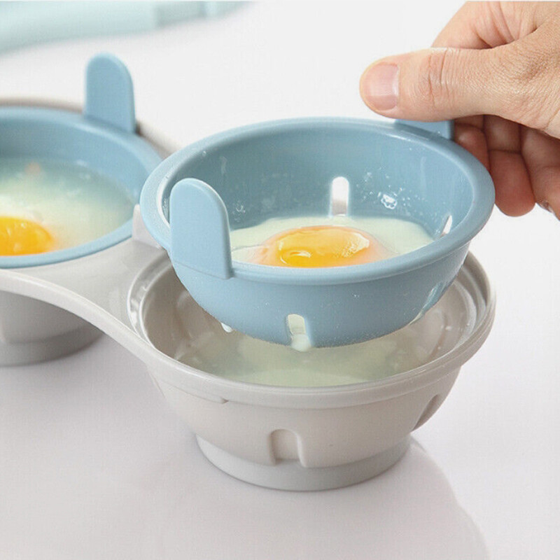 Microwave Eggs Poacher Cookware Steamer Maker Poach Double Cup Cooker