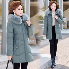 Winter Cotton Down Jacket Women's Long Style Thick White Duck Down Hooded Jacket