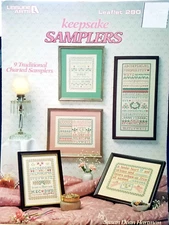Leisure Arts 280 KEEPSAKE SAMPLERS  9 traditional cross stitch 12pg booklet 1983