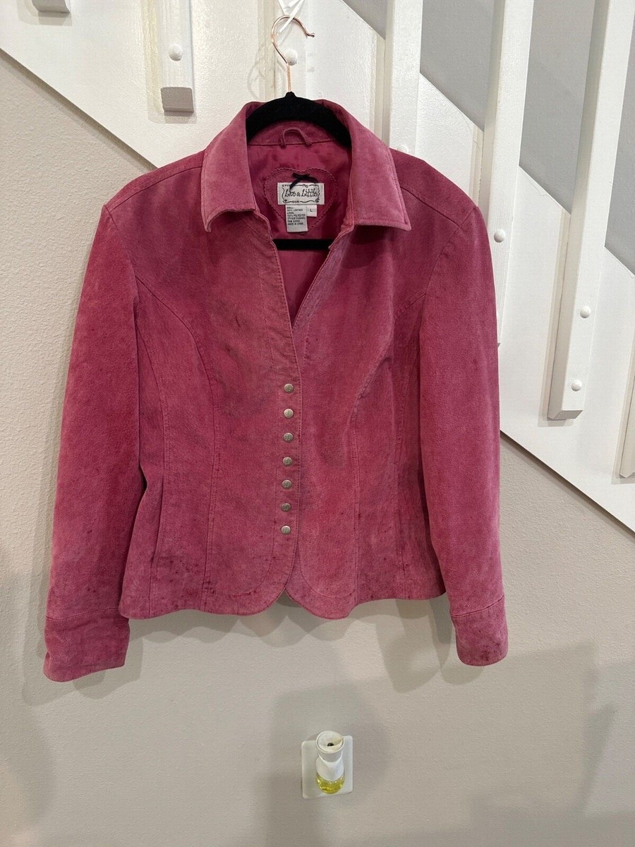 LIve a little leather jacket pink ,size L ,pre owned, shell