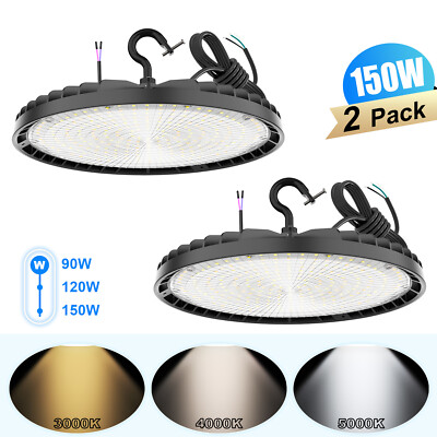 KUKUPPO (2Pack) Commercial LED High Bay Shop Area Light 150W 120W 90W Adjustable