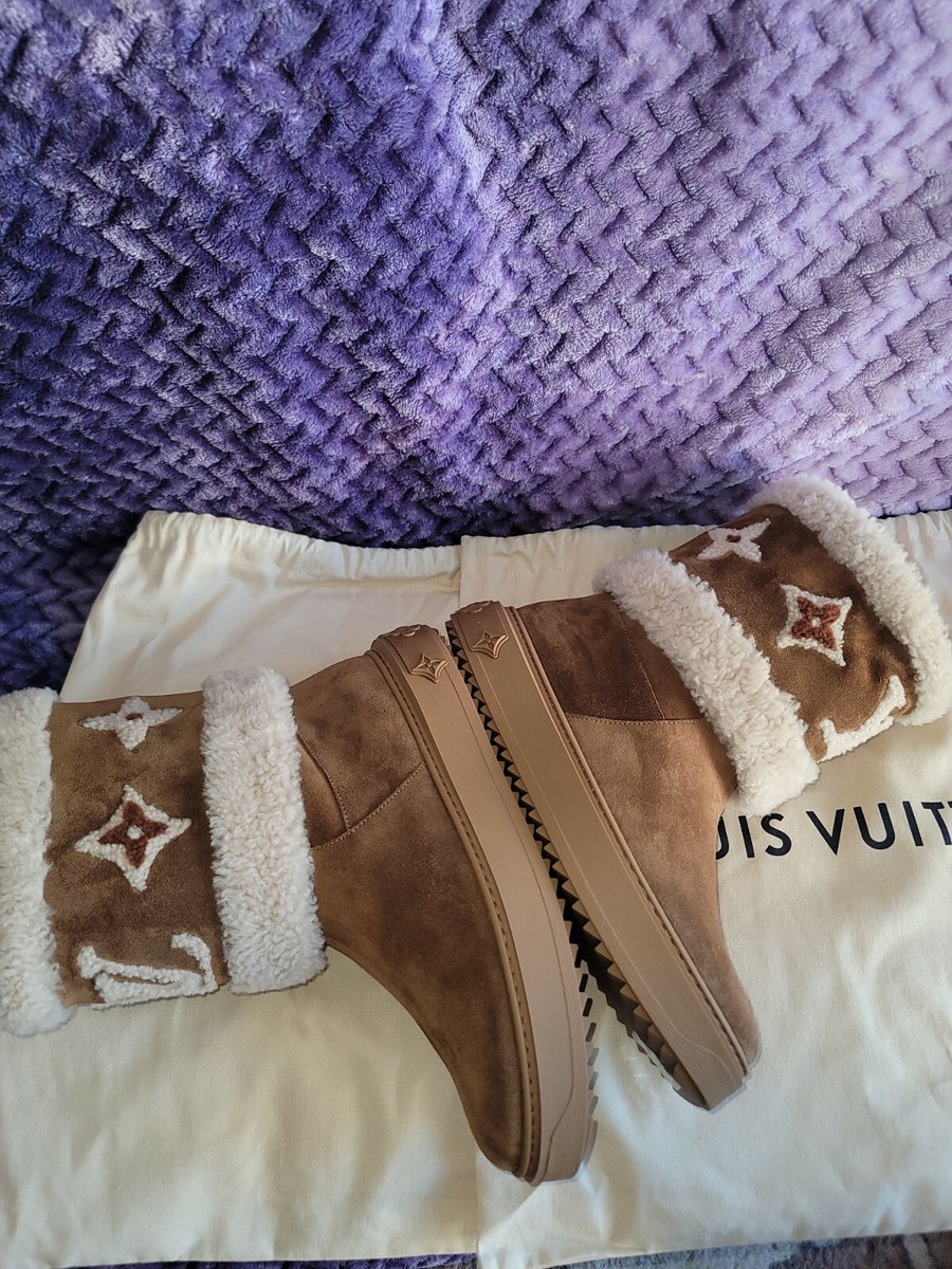 Louis VUITTON ANKLE SNOW BOOT BROWN GIANT FLOWER MONOGRAM