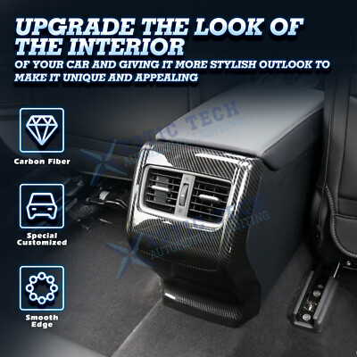 #ad For Honda Accord 18 22 Accessories Carbon Look Rear Armrest Air Vent Cover Trim $47.79