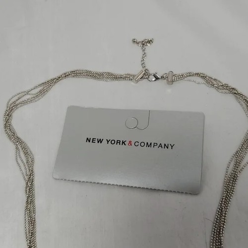 New York & company silver rhinestone heart tassel necklace NWT - Picture 6 of 6