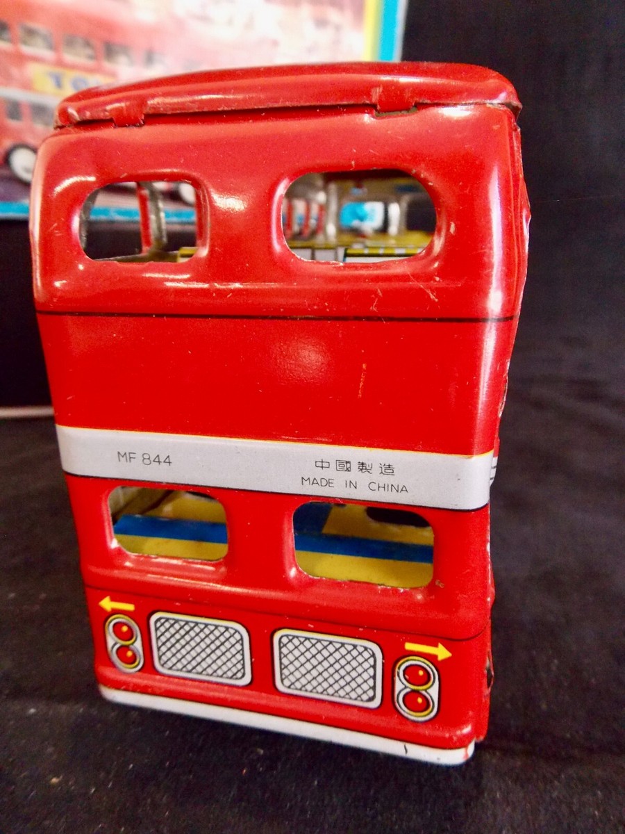 Vintage MF Double Decker Friction Bus Tin Litho Orig Box